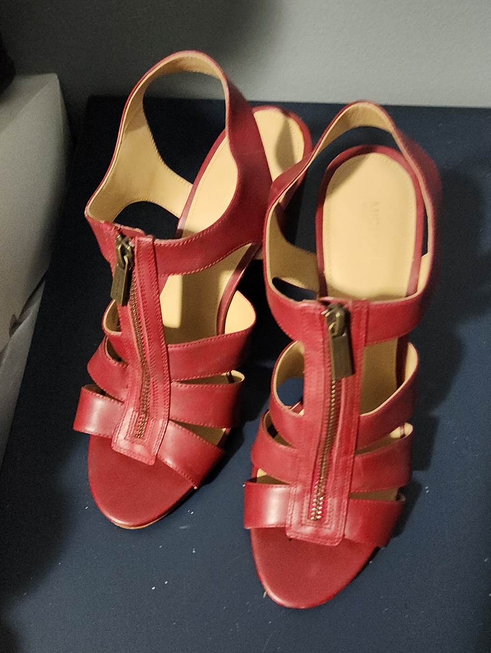 Michael Kors Red Strappy Zip-Heel Sandals